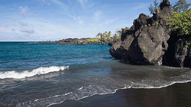 Hawaii beach with black sand